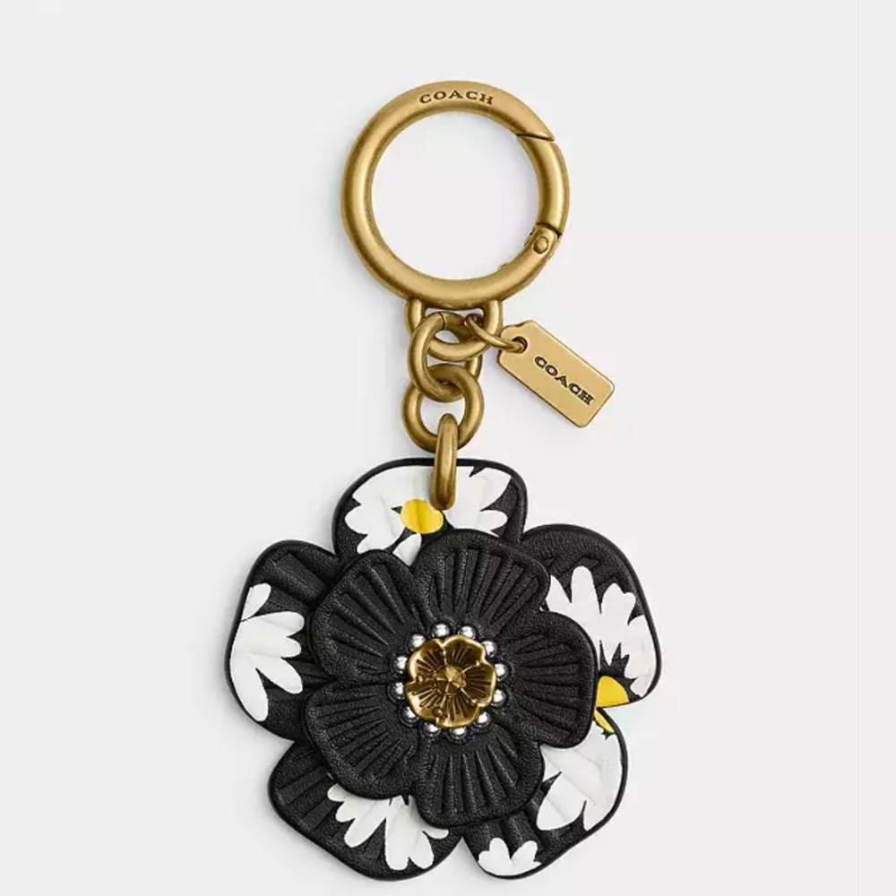 Coach Tea Rose Bag Charm With Floral Daisy Print
